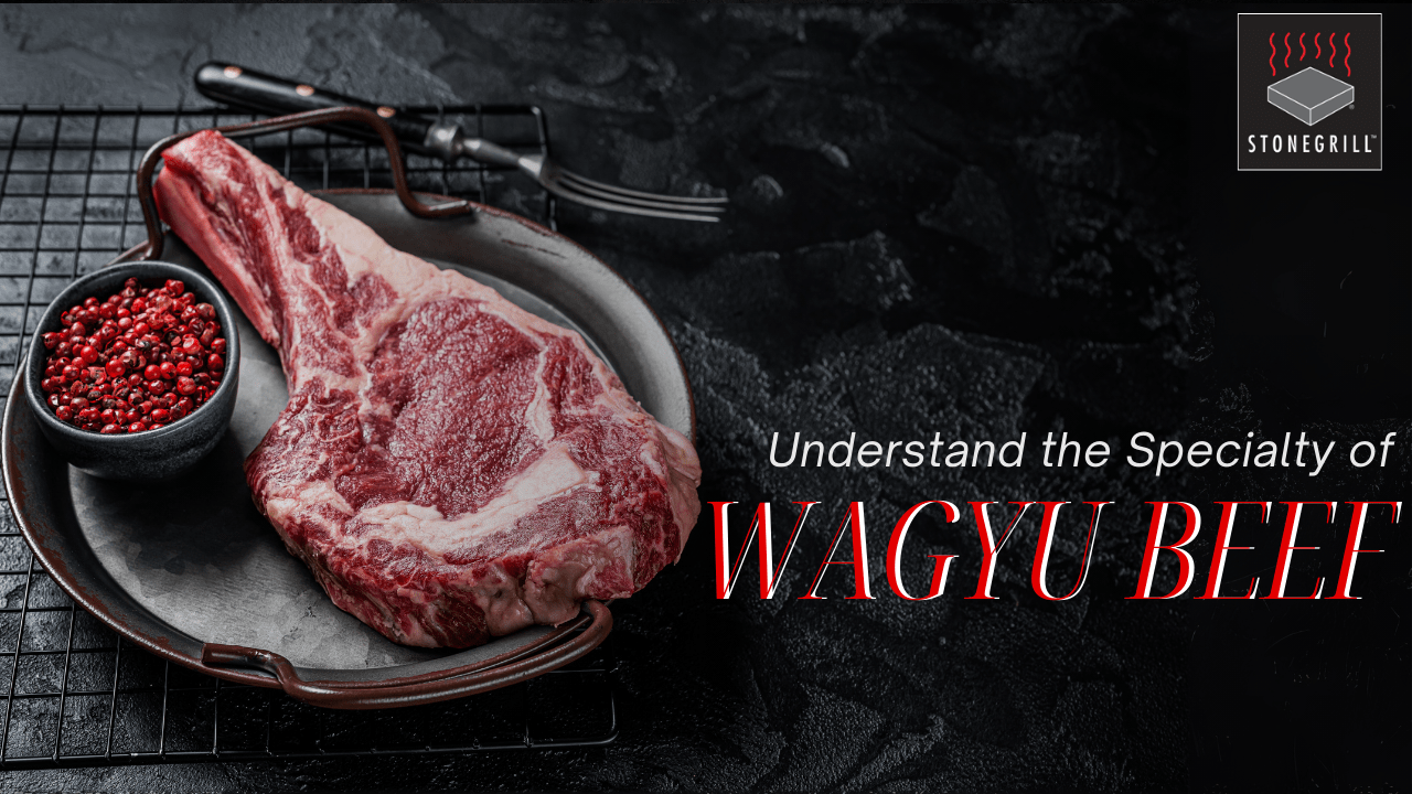 Raw Wagyu beef steak with peppercorns on plate – specialty of premium Wagyu beef at Stonegrill